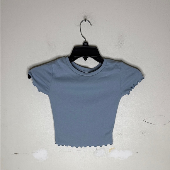 Aero The OG Tee Collection Blue Ruffle Hem Women's Top Size XS - Picture 1 of 6
